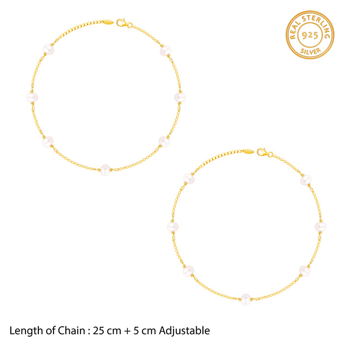 Golden Minimal Pearl Anklet