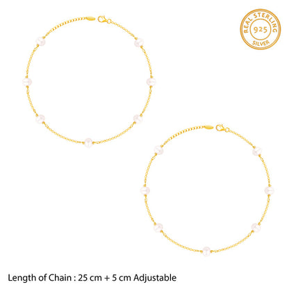 Golden Minimal Pearl Anklet