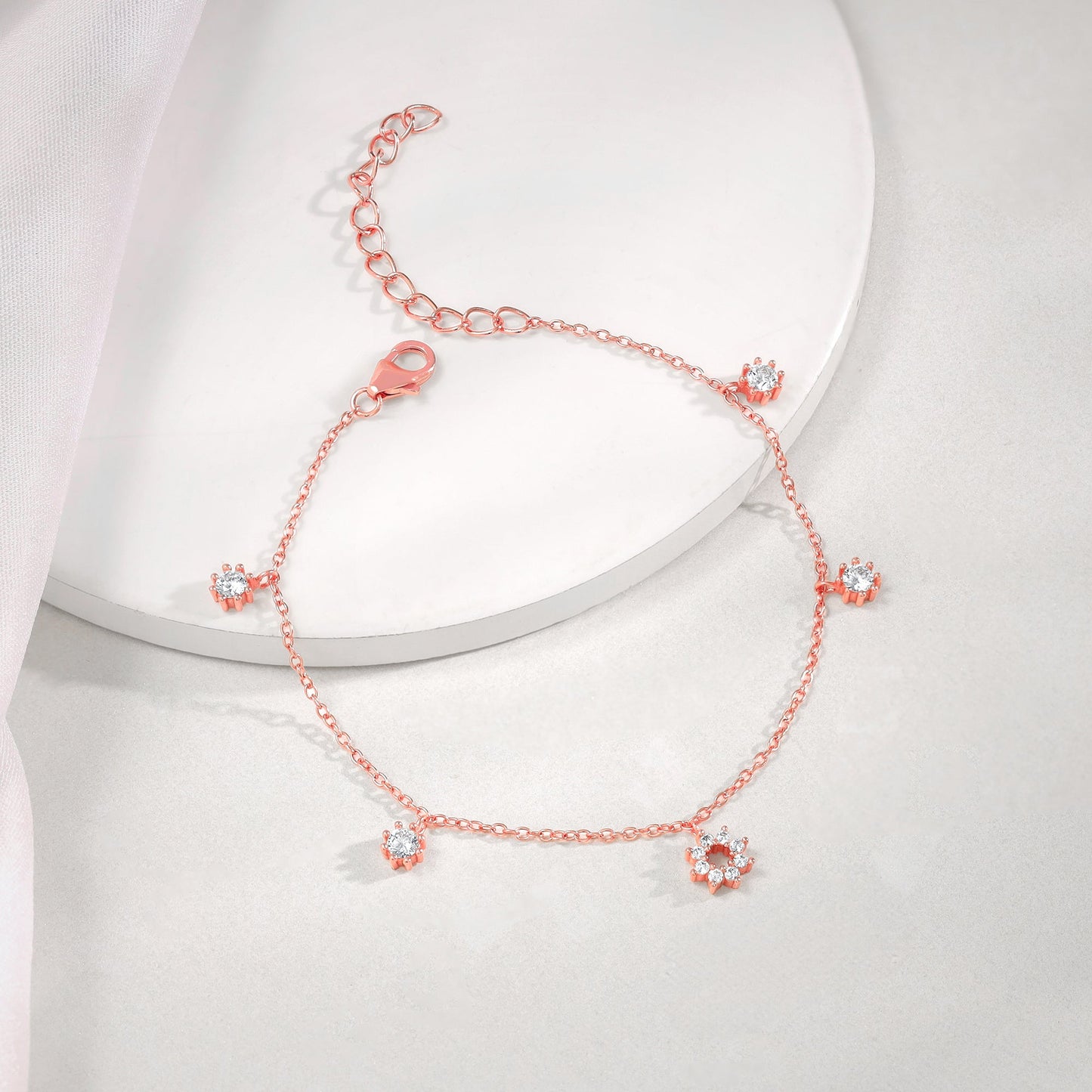 Anushka Sharma Rose Gold Flower Charm Bracelet