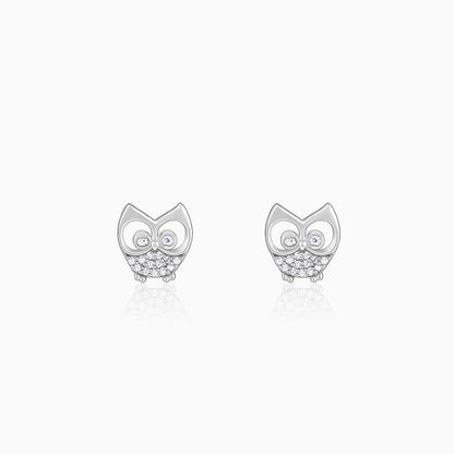 Anushka Sharma Silver Sparkling Owl Earrings