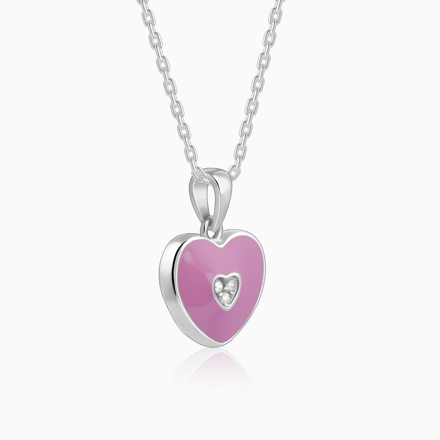 Silver Heartie Kids Pendants With Link Chain