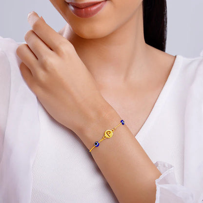 Rose Gold Personalised Evil Eye Initial Bracelet