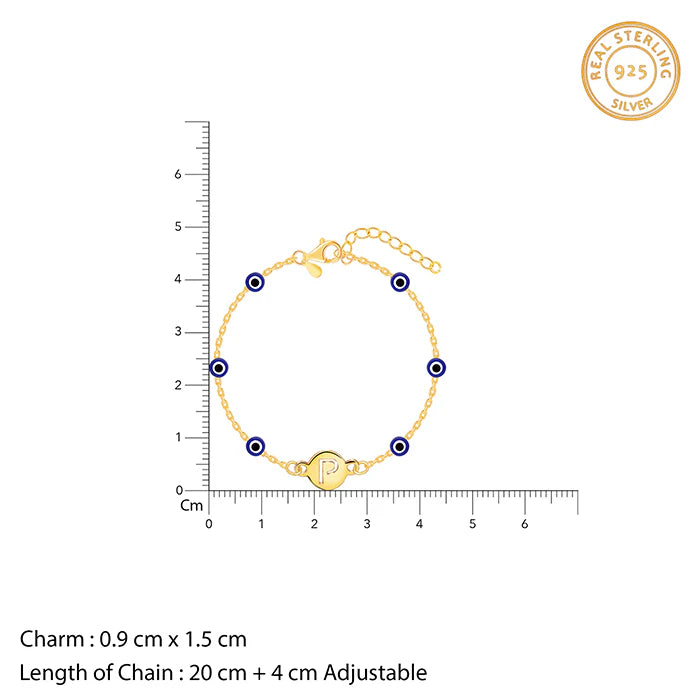 Rose Gold Personalised Evil Eye Initial Bracelet