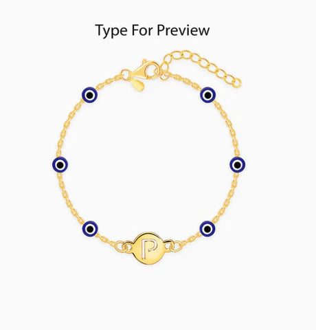 Rose Gold Personalised Evil Eye Initial Bracelet