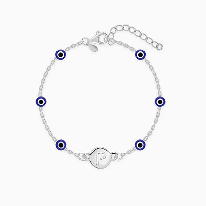 Rose Gold Personalised Evil Eye Initial Bracelet