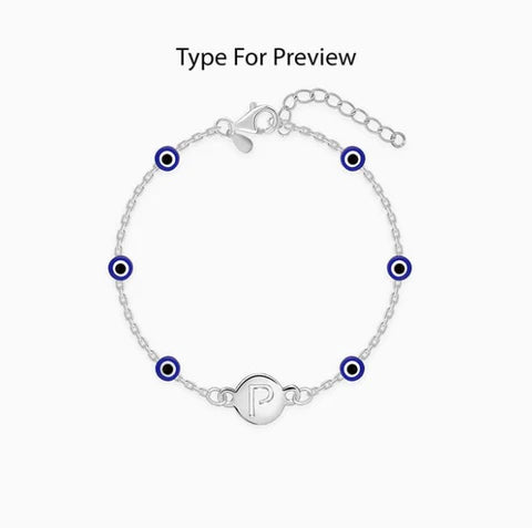 Rose Gold Personalised Evil Eye Initial Bracelet