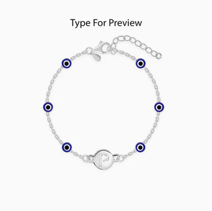 Rose Gold Personalised Evil Eye Initial Bracelet